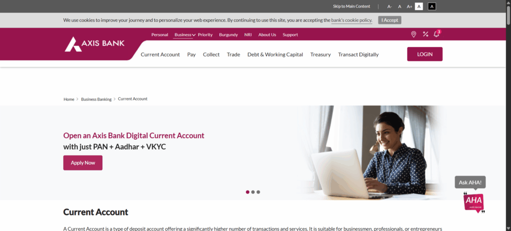 Best Business Bank Accounts for Freelancers in India 2025 7 Axis Bank - Digital Current Account