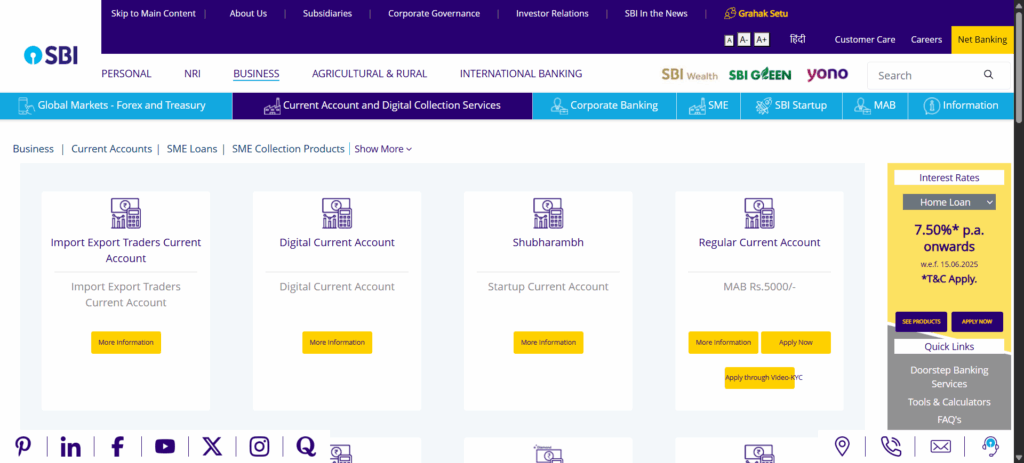 Best Business Bank Accounts for Freelancers in India 2025 6 SBI Bank - Business Account